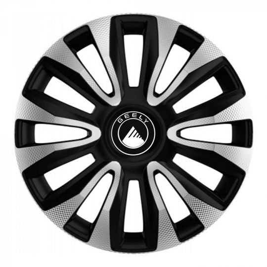 Колпаки 4Racing Avalon Carbon Silver&Black R14 Geely (Комплект 4 шт.)