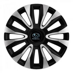 Колпаки 4Racing Avalon Carbon Silver&Black R14 Subaru (Комплект 4 шт.)