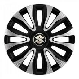 Колпаки 4Racing Avalon Carbon Silver&Black R14 Suzuki (Комплект 4 шт.)