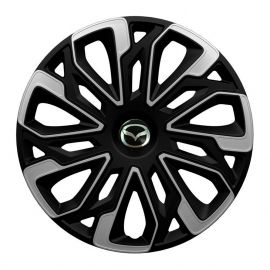 4 RACING Estoril Silver&Black R15 Колпаки для колес с логотипом Mazda (Комплект 4 шт.)
