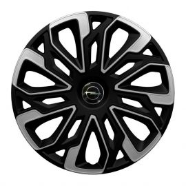4 RACING Estoril Silver&Black R15 Колпаки для колес с логотипом Opel (Комплект 4 шт.)