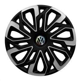 4 RACING Estoril Silver&Black R16 Колпаки для колес с логотипом Volkswagen (Комплект 4 шт.)