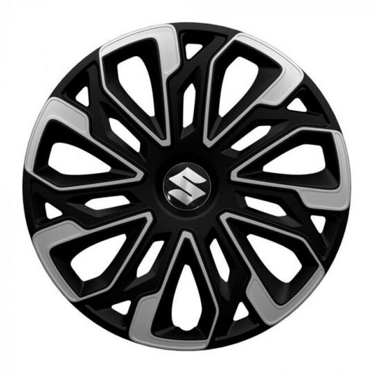Колпаки 4Racing Estoril Silver&Black R14 Suzuki (Комплект 4 шт.)
