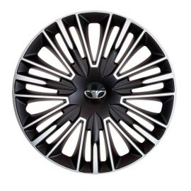 4 RACING Jerez Silver&Black R14 Колпаки для колес с логотипом Daewoo (Комплект 4 шт.)