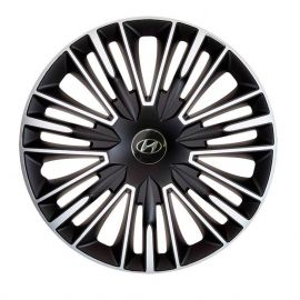 4 RACING Jerez Silver&Black R14 Колпаки для колес с логотипом Hyundai (Комплект 4 шт.)