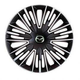 4 RACING Jerez Silver&Black R15 Колпаки для колес с логотипом Mazda (Комплект 4 шт.)