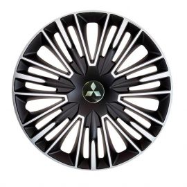 4 RACING Jerez Silver&Black R14 Колпаки для колес с логотипом Mitsubishi (Комплект 4 шт.)