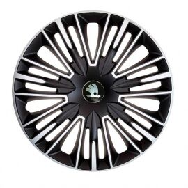 4 RACING Jerez Silver&Black R14 Колпаки для колес с логотипом Skoda (Комплект 4 шт.)