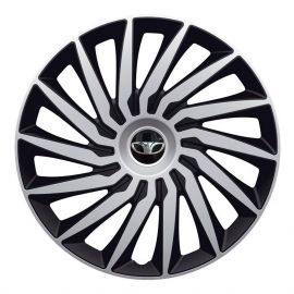 4 RACING Kendo Silver&Black R14 Колпаки для колес с логотипом Daewoo (Комплект 4 шт.)