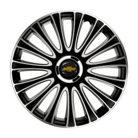 4 RACING Le Mans Pro Silver&Black R15 Колпаки для колес с логотипом Chevrolet (Комплект 4 шт.)