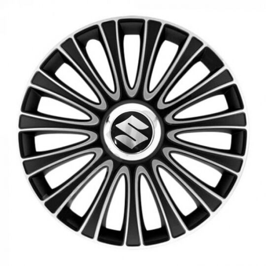 Колпаки 4Racing Le Mans Pro Silver&Black R16 Suzuki (Комплект 4 шт.)