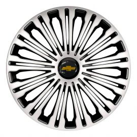 4 RACING Volante Silver&Black R15 Колпаки для колес с логотипом Chevrolet (Комплект 4 шт.)