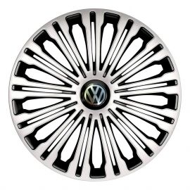 4 RACING Volante Silver&Black R13 Колпаки для колес с логотипом Volkswagen (Комплект 4 шт.)