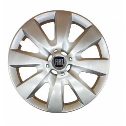 AK Автомобільні модельні колпаки R15, A106, сріблясті з логотипом Fiat (Комплект 4 шт.)