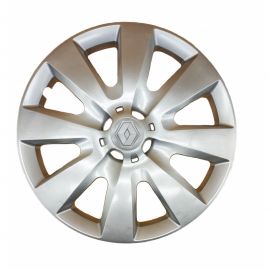 AK Автомобільні модельні колпаки R15, A106, сріблясті з сірим логотипом Renault (Комплект 4 шт.)
