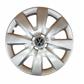 AK Автомобільні модельні колпаки R15, A106, сріблясті з логотипом Volkswagen (Комплект 4 шт.)