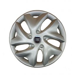 AK Автомобільні модельні колпаки R15, A122, сріблясті з логотипом Fiat (Комплект 4 шт.)