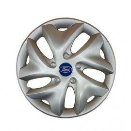 AK Автомобільні модельні колпаки R15, A122, сріблясті з логотипом Ford (Комплект 4 шт.)