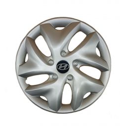 AK Автомобільні модельні колпаки R15, A122, сріблясті з логотипом Hyundai (Комплект 4 шт.)