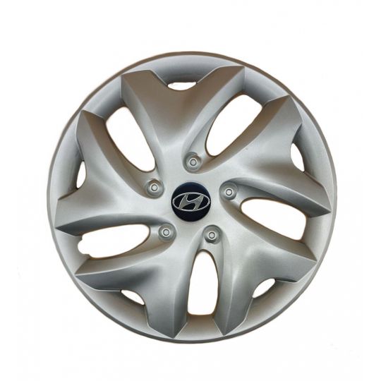 AK Автомобільні модельні колпаки R15, A122, сріблясті з логотипом Hyundai (Комплект 4 шт.)