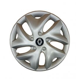 AK Автомобільні модельні колпаки R15, A122, сріблясті з логотипом Renault (Комплект 4 шт.)