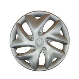 AK Автомобільні модельні колпаки R15, A122, сріблясті з сірим логотипом Renault (Комплект 4 шт.)