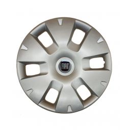 AK Автомобільні модельні колпаки R15, A124, сріблясті з логотипом Fiat (Комплект 4 шт.)