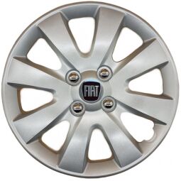AK Автомобільні модельні колпаки  R15, A129, сріблясті з логотипом Fiat (Комплект 4 шт.)
