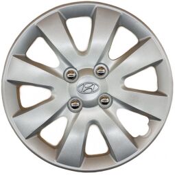 AK Автомобільні модельні колпаки  R15, A129, сріблясті з сірим логотипом Hyundai (Комплект 4 шт.)