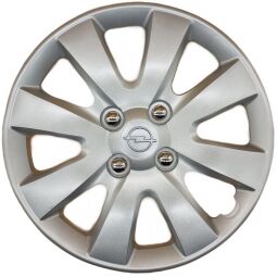 AK Автомобільні модельні колпаки  R15, A129, сріблясті з сірим логотипом Opel (Комплект 4 шт.)