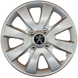 AK Автомобільні модельні колпаки  R15, A129, сріблясті з логотипом Peugeot (Комплект 4 шт.) AK Автомобільні модельні колпаки  R15, A129, сріблясті з логотипом Peugeot (Комплект 4 шт.)