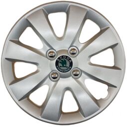 AK Автомобільні модельні колпаки  R15, A129, сріблясті з логотипом Skoda (Комплект 4 шт.) AK Автомобільні модельні колпаки  R15, A129, сріблясті з логотипом Skoda (Комплект 4 шт.)