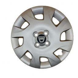 AK Автомобільні модельні колпаки під болти R15, A133, сріблясті з логотипом Dacia (Комплект 4 шт.)