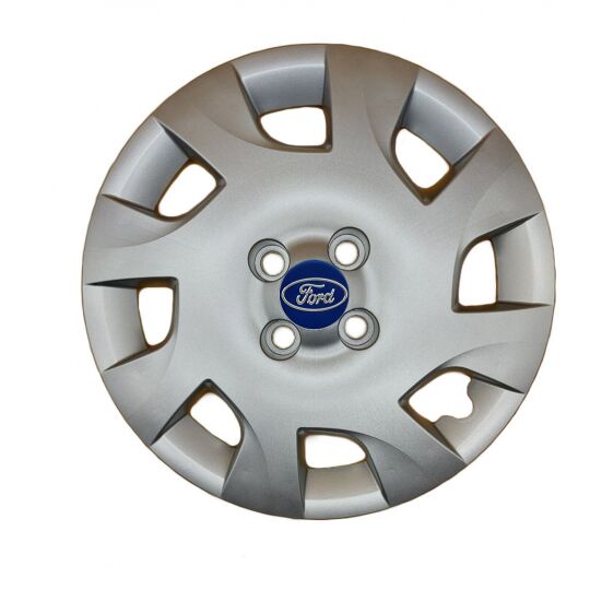 AK Автомобільні модельні колпаки під болти R15, A133, сріблясті з логотипом Ford (Комплект 4 шт.)