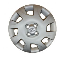 AK Автомобільні модельні колпаки під болти R15, A133, сріблясті з сірим логотипом Hyundai (Комплект 4 шт.)