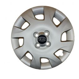 AK Автомобільні модельні колпаки під болти R15, A133, сріблясті з логотипом Kia (Комплект 4 шт.)
