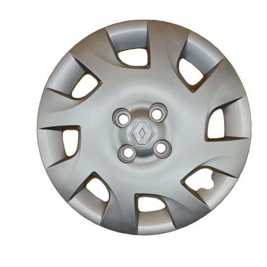 AK Автомобільні модельні колпаки під болти R15, A133, сріблясті з сірим логотипом Renault (Комплект 4 шт.)