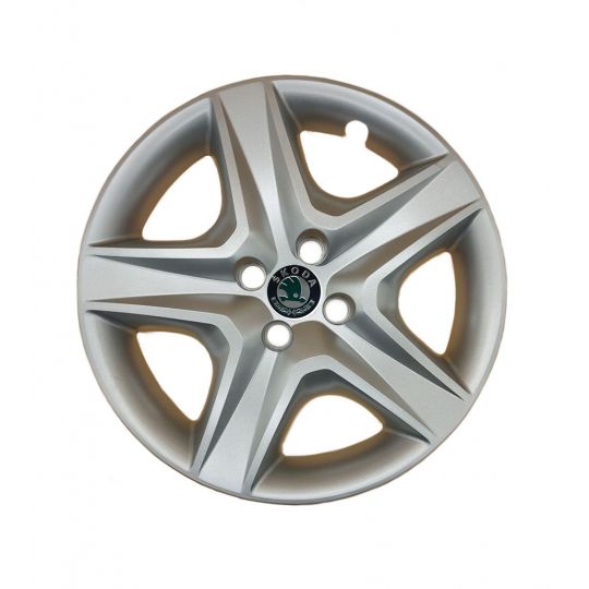 AK Автомобільні модельні колпаки R16, A148, сріблясті з логотипом Skoda (Комплект 4 шт.)