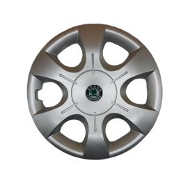 AK Автомобільні модельні колпаки R16, A149, сріблясті з логотипом Skoda (Комплект 4 шт.)