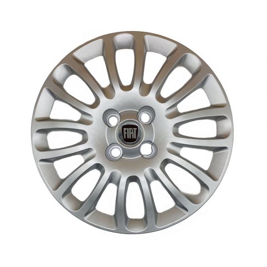 AK Автомобільні модельні колпаки R15, A161, сріблясті з логотипом Fiat (Комплект 4 шт.)