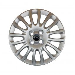 AK Автомобільні модельні колпаки R15, A161, сріблясті з логотипом Kia (Комплект 4 шт.)