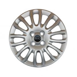 AK Автомобільні модельні колпаки R15, A161, сріблясті з логотипом Kia (Комплект 4 шт.)