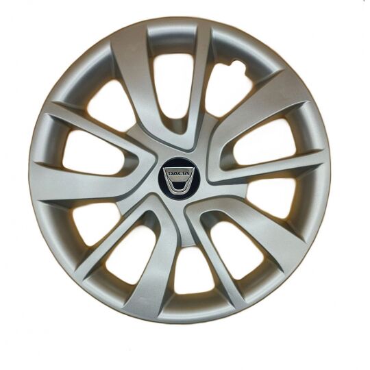 AK Автомобільні модельні колпаки R15, A174, сріблясті з логотипом Dacia (Комплект 4 шт.)