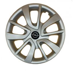 AK Автомобільні модельні колпаки R15, A174, сріблясті з логотипом Opel (Комплект 4 шт.)