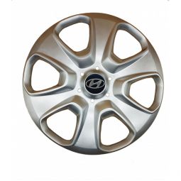 AK Автомобільні модельні колпаки R15, A177, сріблясті з логотипом Hyundai (Комплект 4 шт.)