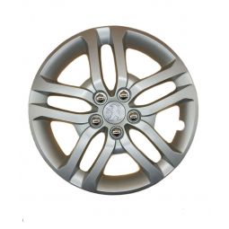 AK Автомобільні модельні колпаки R16, A178, сріблясті з логотипом Peugeot (Комплект 4 шт.)