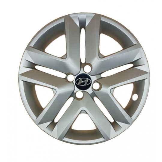 AK Автомобільні модельні колпаки під болти R16, A201, сріблясті з логотипом Hyundai (Комплект 4 шт.)