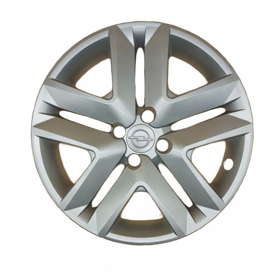 AK Автомобільні модельні колпаки під болти R16, A201, сріблясті з сірим логотипом Opel (Комплект 4 шт.)