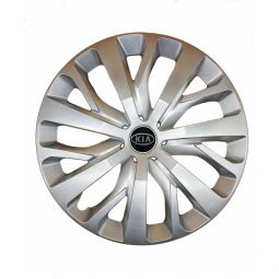 AK Автомобільні модельні колпаки R16, A205, сріблясті з логотипом Kia (Комплект 4 шт.)