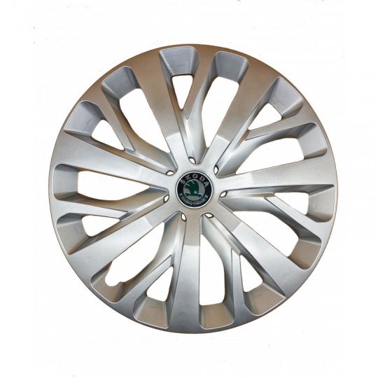 AK Автомобільні модельні колпаки R16, A205, сріблясті з логотипом Skoda (Комплект 4 шт.) AK Автомобільні модельні колпаки R16, A205, сріблясті з логотипом Skoda (Комплект 4 шт.)